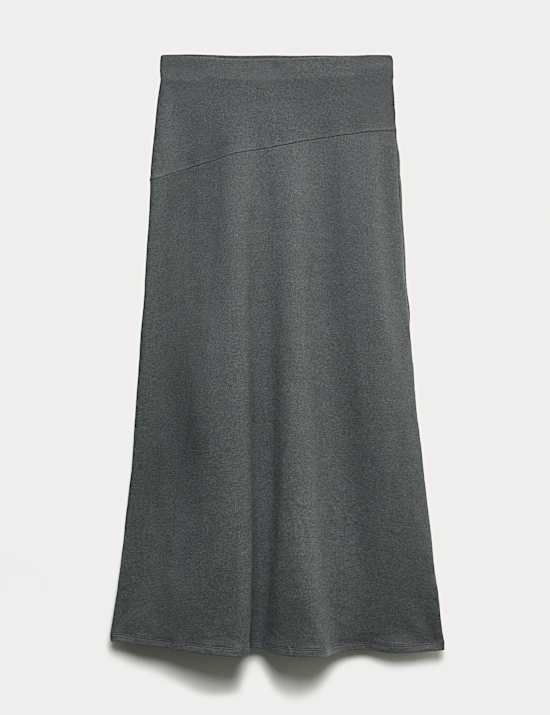 Jersey Seam Detail Midi A-Line Skirt