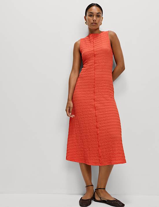 Jersey Textured Midi Column Dress
