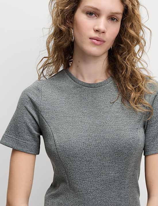 Gaun Bahan Kaos Mini Jersey Leher Bundar