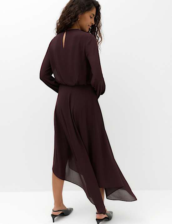 Chiffon Tie Neck Maxi Waisted Dress