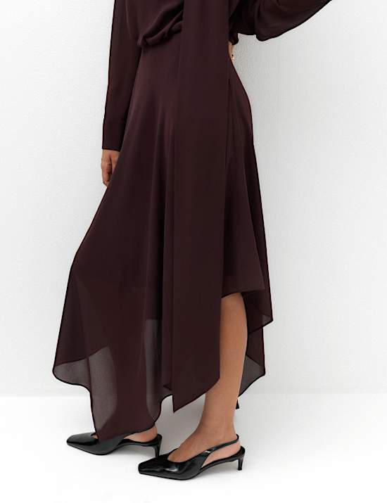 Chiffon Tie Neck Maxi Waisted Dress