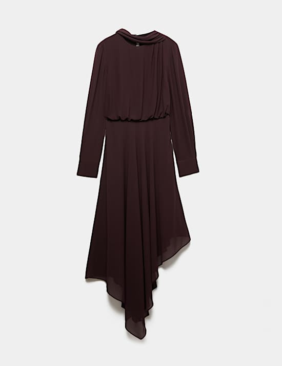Chiffon Tie Neck Maxi Waisted Dress