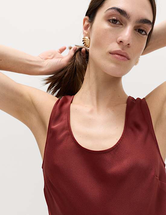 Built Up Satin Midi Column Dress