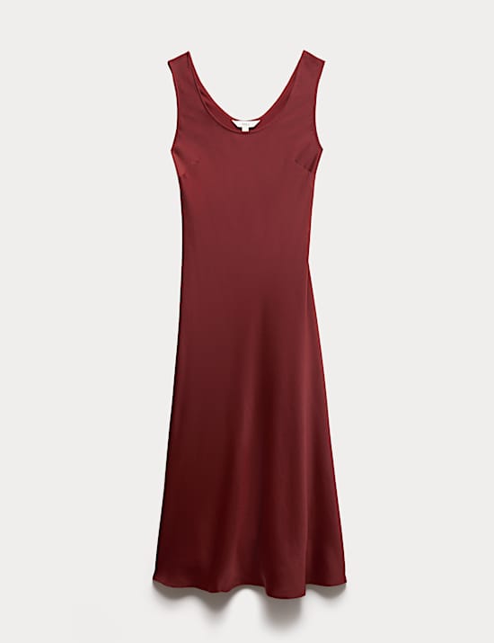 Built Up Satin Midi Column Dress