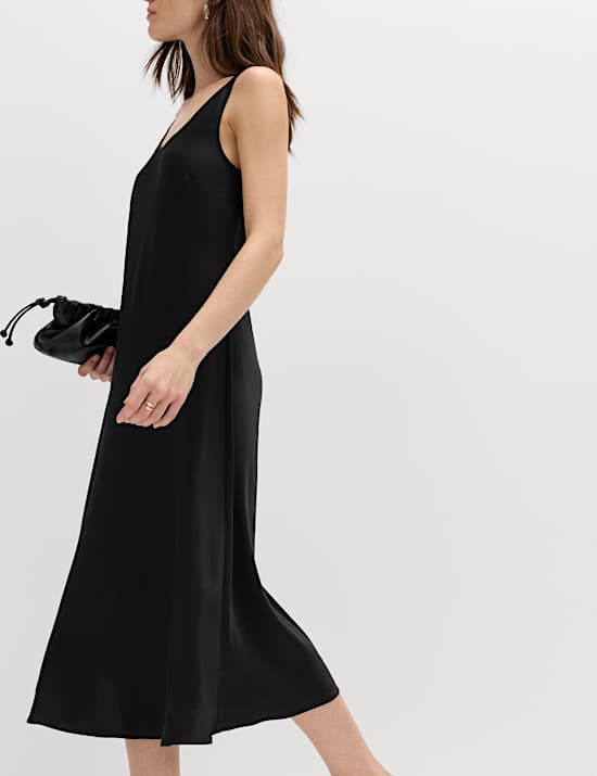 Built Up Satin Midi Column Dress