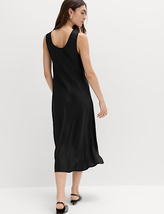 Built Up Satin Midi Column Dress