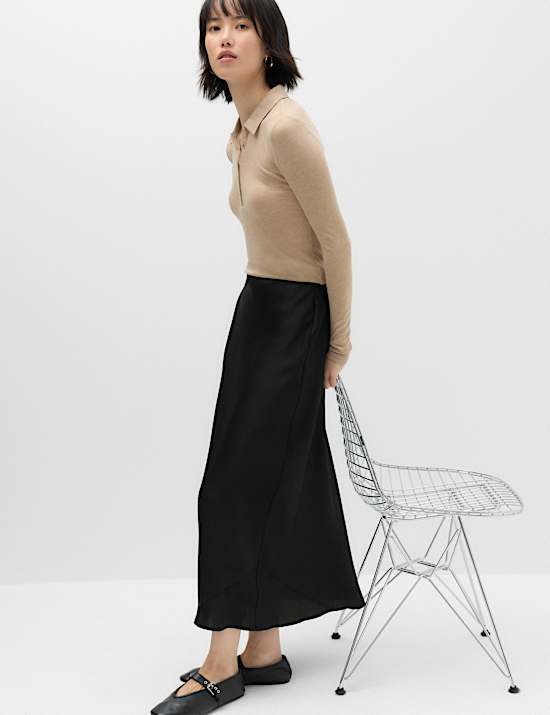 Satin Midi Slip Skirt