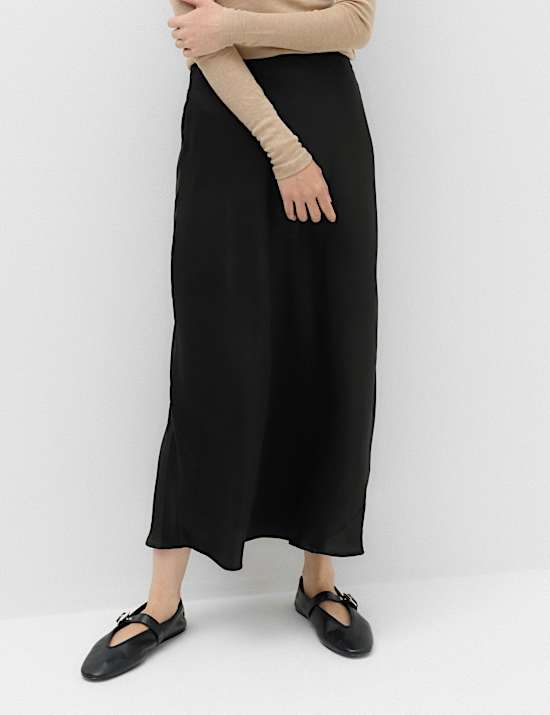 Satin Midi Slip Skirt
