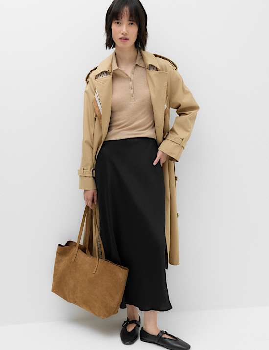 Satin Midi Slip Skirt