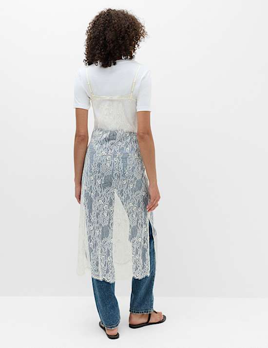 Cotton Blend Lace Midi Cami Dress