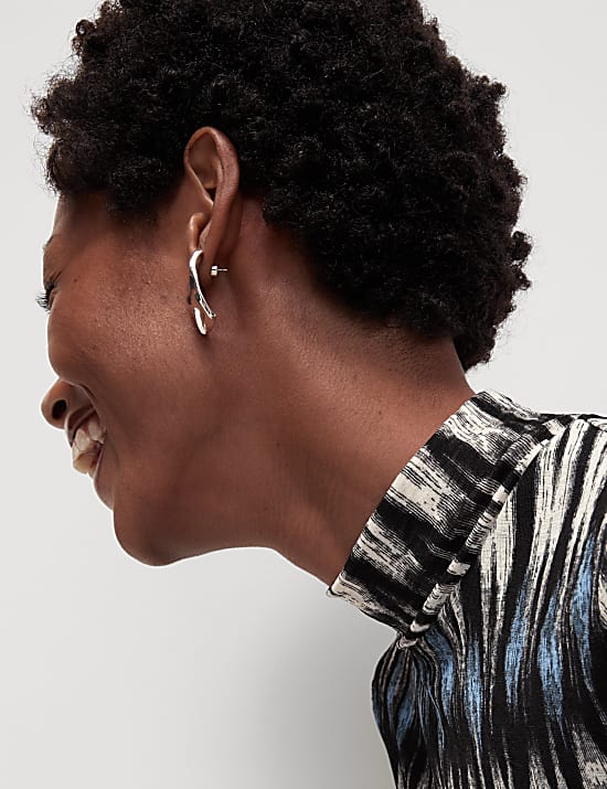 שמלת מידי מבד ג'רסי מש עם הדפס בגזרה ישרה וצמודה