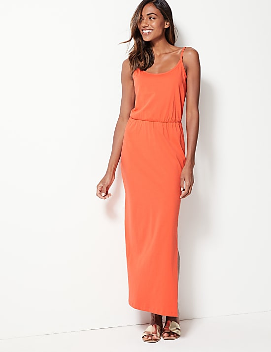 Pure Cotton Waisted Maxi Dress