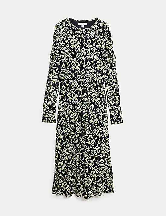 Mesh Jersey Printed Midi Column Dress