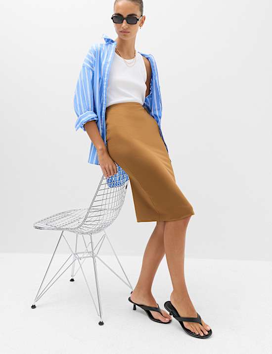 Jersey Midi Pencil Skirt