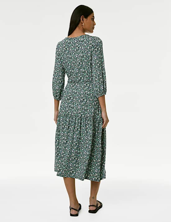 Jersey Printed Midi Tea Dress
