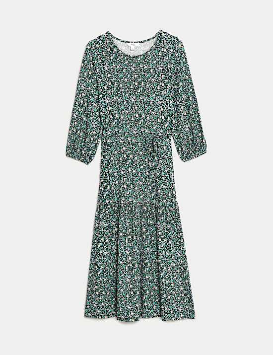 Jersey Printed Midi Tea Dress