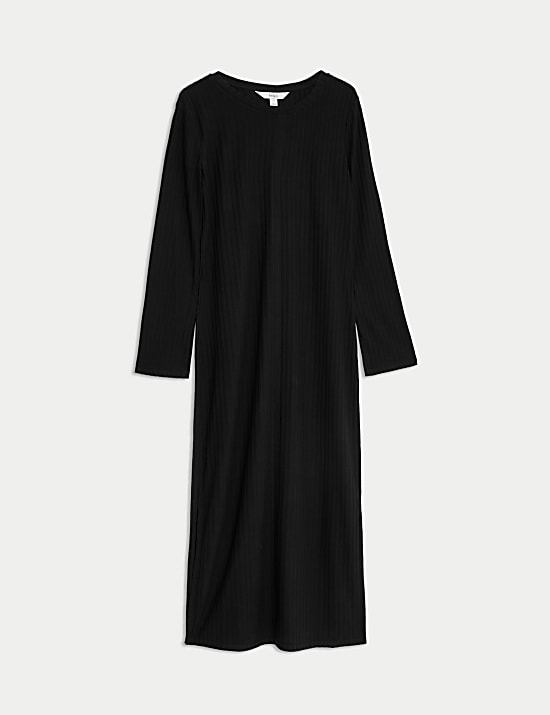 Robe midi coupe droite &agrave; encolure ronde