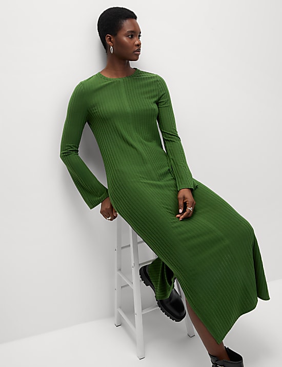 Round Neck Midi Column Dress