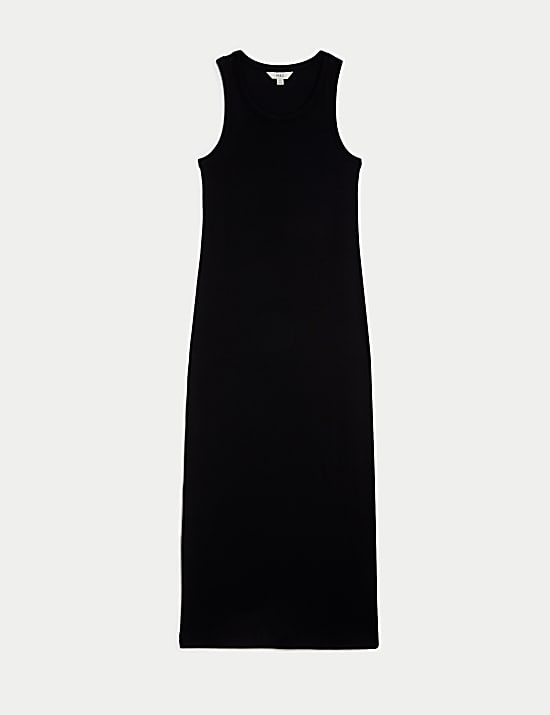 Geripptes Bodycon-Midikleid mit hohem Baumwollanteil