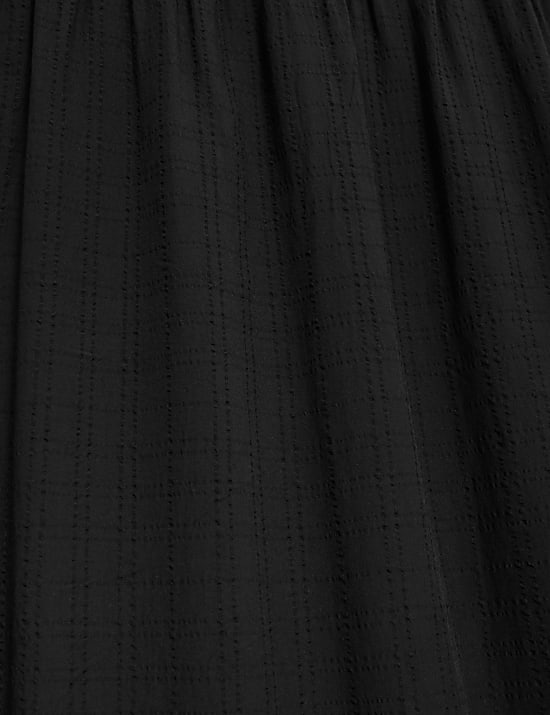 Gaun Kemeja Midi Motif Kotak-Kotak Kain Modal