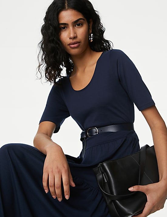 Jersey Midi Tiered Dress