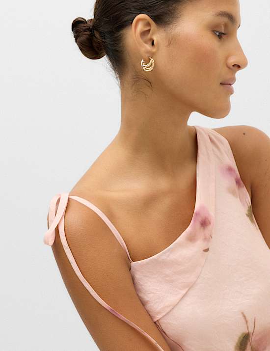 Floral Ruffle Strappy Asymmetric Cami Dress