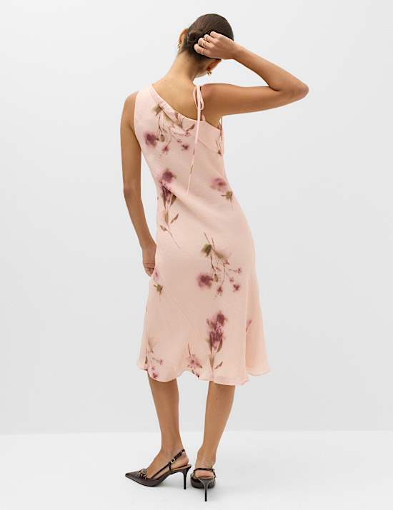 Floral Ruffle Strappy Asymmetric Cami Dress