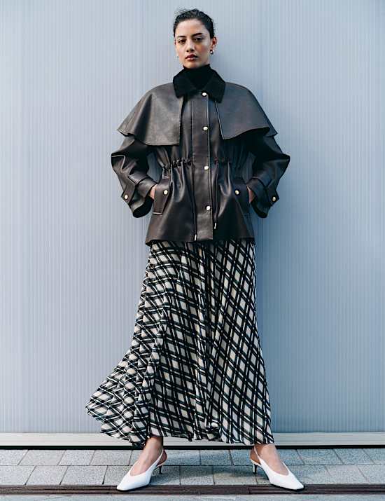 Checked Midi Circle Skirt