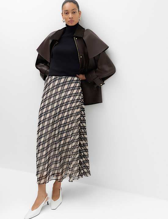 Checked Midi Circle Skirt
