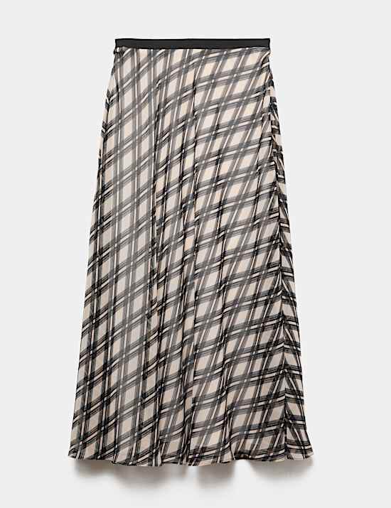 Checked Midi Circle Skirt