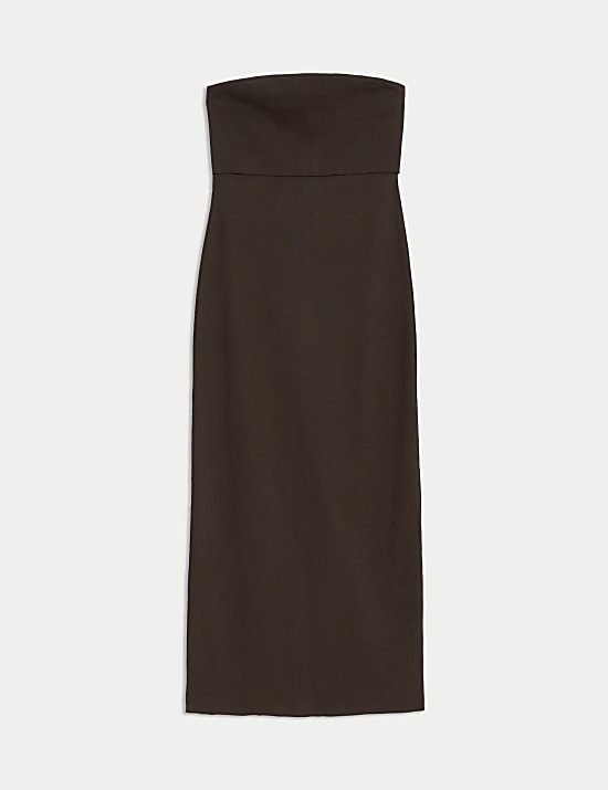 Cotton Rich Ribbed Bandeau Midi Dress