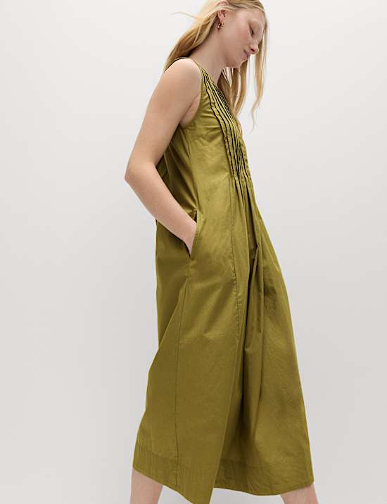 Robe midi coupe d&eacute;contract&eacute;e 100 % coton nervur&eacute;