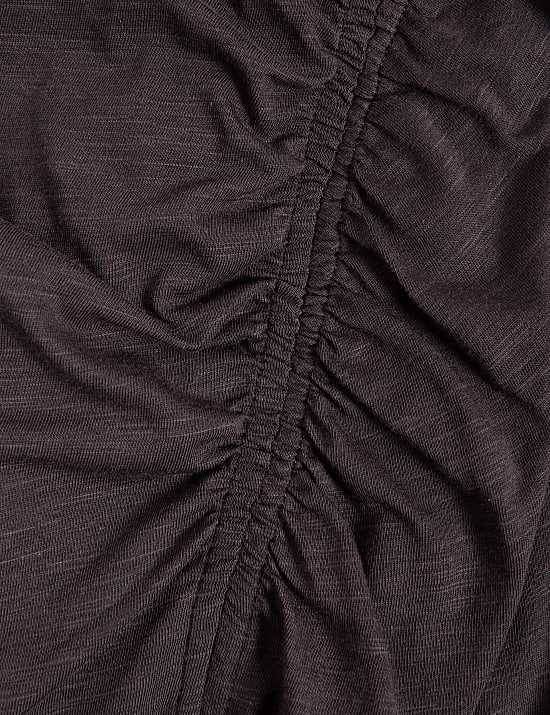 Gaun Kolom Midi Jersey Kerut