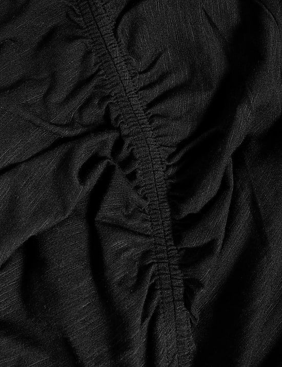 Gaun Kolom Midi Jersey Kerut