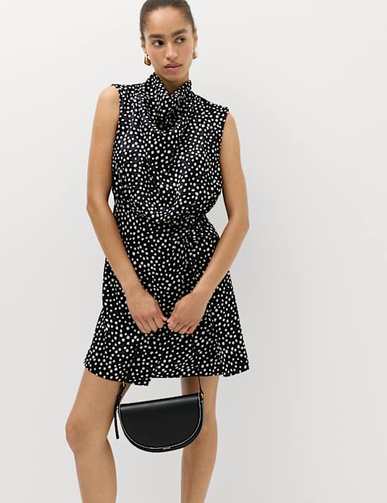 Satin Polka Dot Mini Bodycon Dress
