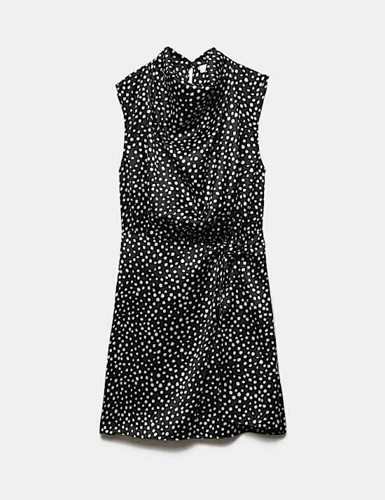 Satin Polka Dot Mini Bodycon Dress