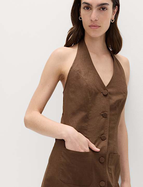 Mini-Westenkleid mit hohem Leinenanteil