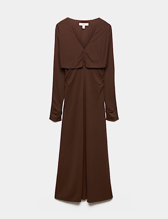 Jersey Cape Detail Midi Column Dress