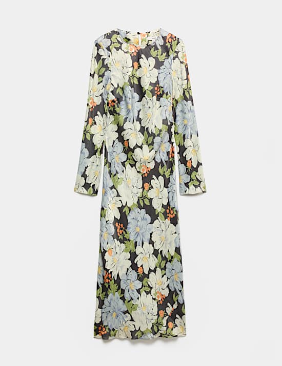 Satin Floral Midaxi Column Dress