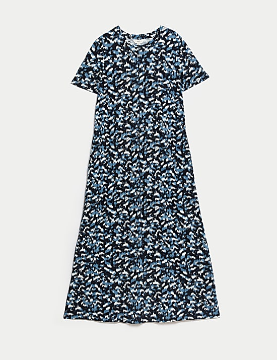 Pure Cotton Printed Midi T-Shirt Dress