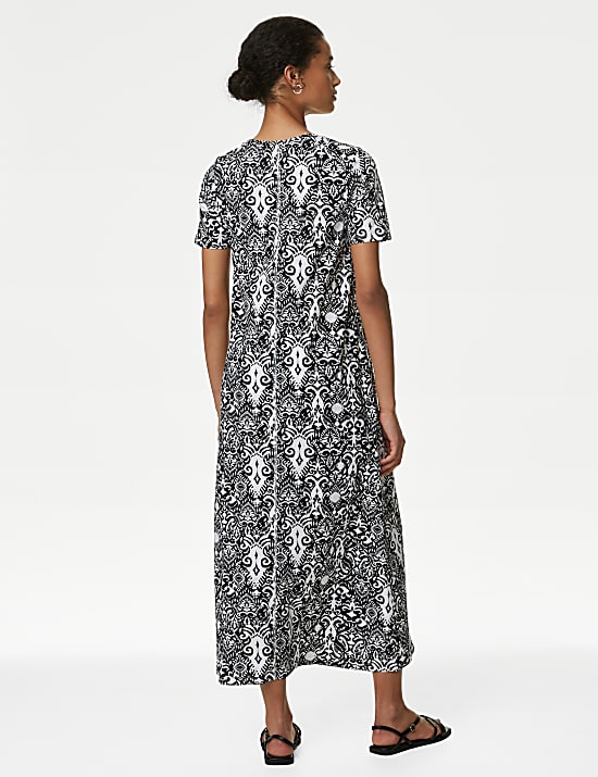 Pure Cotton Printed Midi T-Shirt Dress