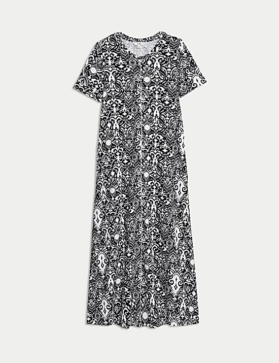 Pure Cotton Printed Midi T-Shirt Dress