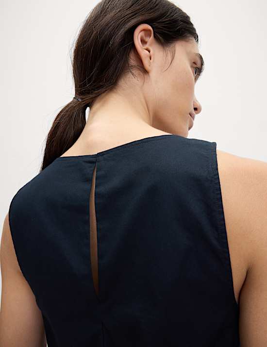 Μίντι-μάξι φόρεμα με στρώσεις και χαμηλή μέση από 100% βαμβάκι