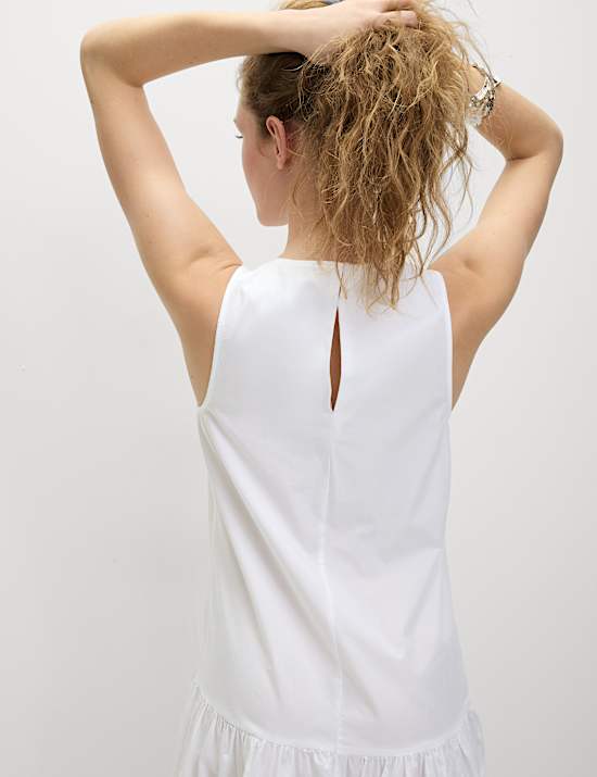 Pure Cotton Midaxi Drop Waist Tiered Dress