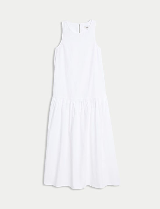 Pure Cotton Midaxi Drop Waist Tiered Dress