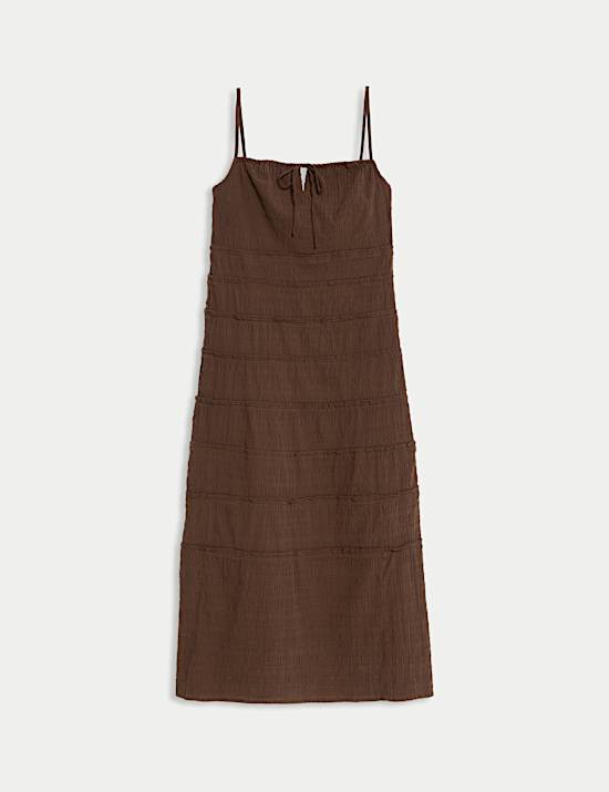 Cotton Rich Square Neck Midi Slip Dress