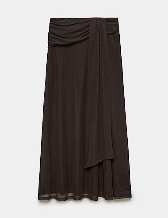 Mesh Midi A Line Skirt