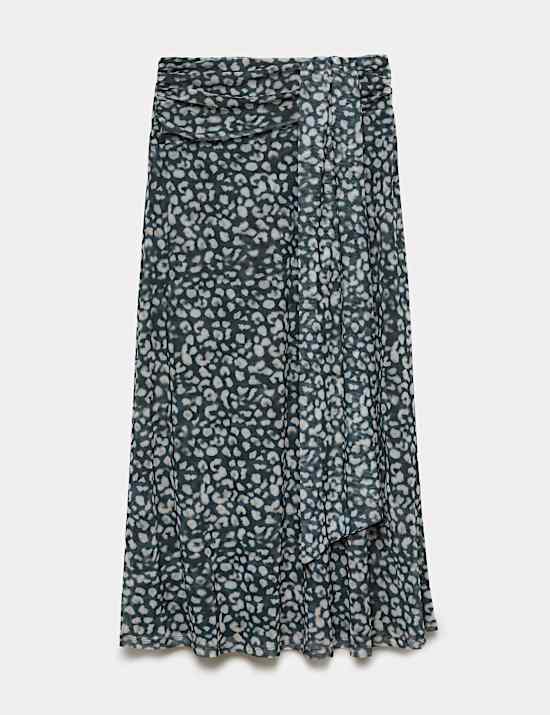 Animal Print Knotted Midi A Line Skirt