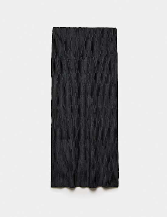 Plisse Midi Column Skirt