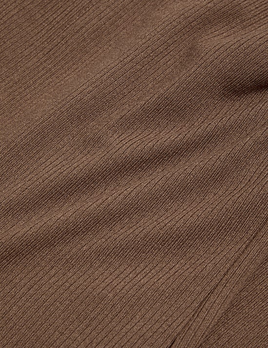 Ribbed V-Neck Midi Column Dress